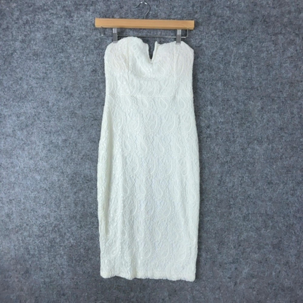 Hot Gal Dress Womens L Ivory White Lace Strapless Sweetheart Angelcore Bridal